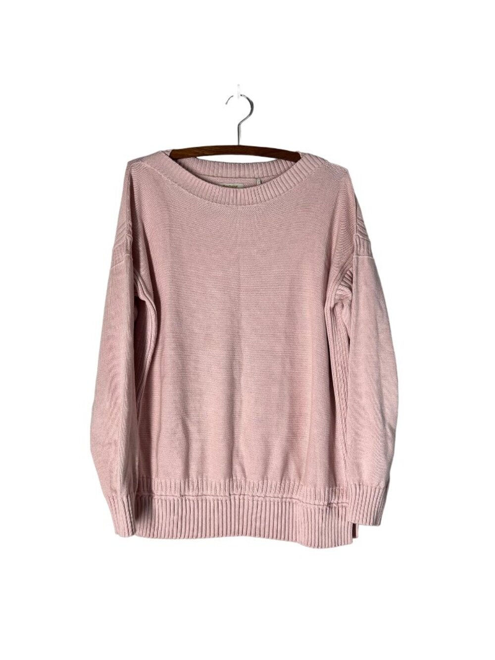 Barbour Pink Ribbed Chunky Knit Boat Neck Pullover Jumper Sweater Size US 10